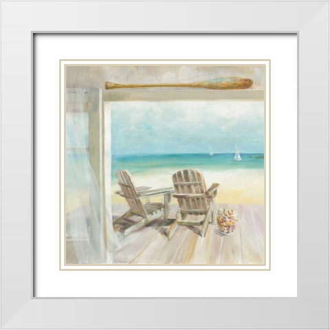 Seaside Morning Crop White Modern Wood Framed Art Print with Double Matting by Nai, Danhui