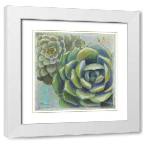 Succulents II White Modern Wood Framed Art Print with Double Matting by Wellington Studio