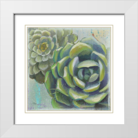 Succulents II White Modern Wood Framed Art Print with Double Matting by Wellington Studio