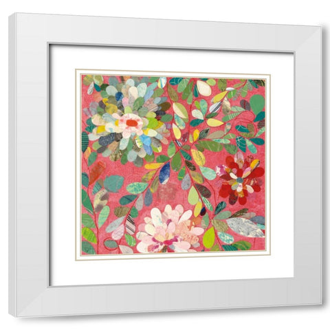 Red and Pink Dahlia III White Modern Wood Framed Art Print with Double Matting by Boggs, Candra