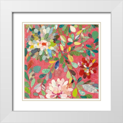 Red and Pink Dahlia III White Modern Wood Framed Art Print with Double Matting by Boggs, Candra