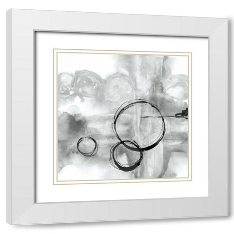 Full Circle II Gray White Modern Wood Framed Art Print with Double Matting by Paschke, Chris