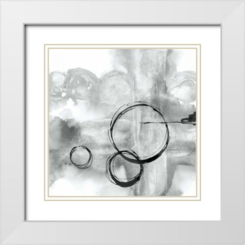 Full Circle II Gray White Modern Wood Framed Art Print with Double Matting by Paschke, Chris