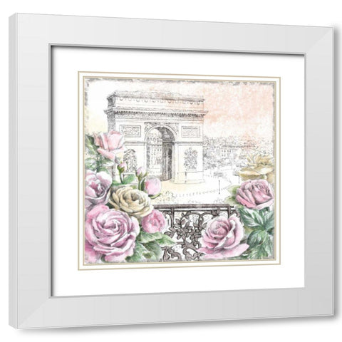 Paris Roses V White Modern Wood Framed Art Print with Double Matting by Grove, Beth