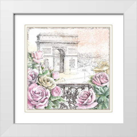 Paris Roses V White Modern Wood Framed Art Print with Double Matting by Grove, Beth