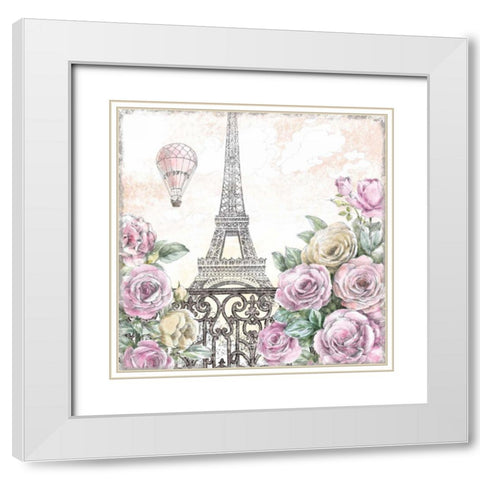 Paris Roses VI White Modern Wood Framed Art Print with Double Matting by Grove, Beth
