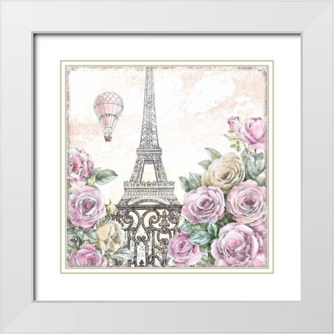 Paris Roses VI White Modern Wood Framed Art Print with Double Matting by Grove, Beth