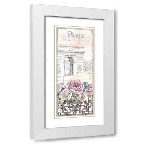 Paris Roses Panel VII White Modern Wood Framed Art Print with Double Matting by Grove, Beth