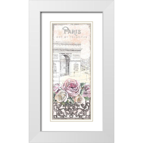 Paris Roses Panel VII White Modern Wood Framed Art Print with Double Matting by Grove, Beth