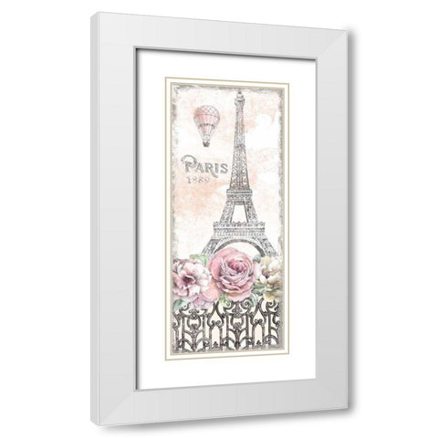 Paris Roses Panel VIII White Modern Wood Framed Art Print with Double Matting by Grove, Beth