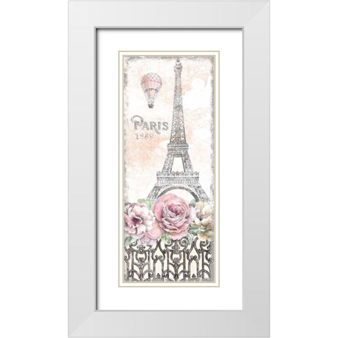 Paris Roses Panel VIII White Modern Wood Framed Art Print with Double Matting by Grove, Beth