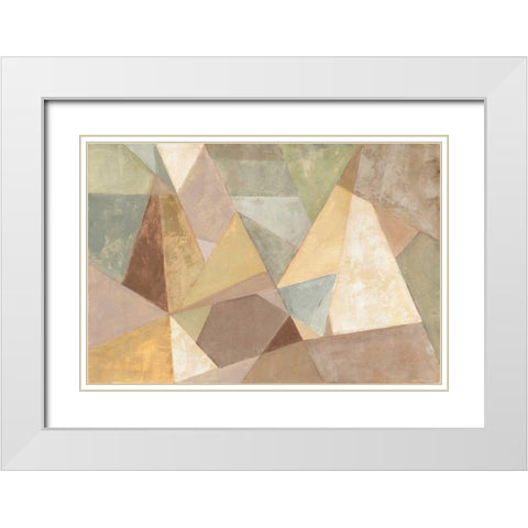 Geometric Abstract Neutral White Modern Wood Framed Art Print with Double Matting by Vassileva, Silvia