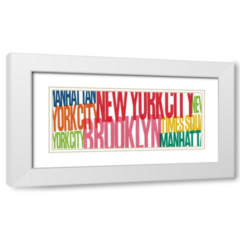 New York City Life Words White Modern Wood Framed Art Print with Double Matting by Mullan, Michael
