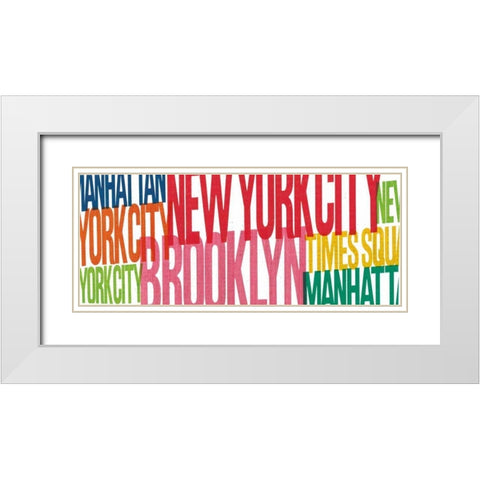 New York City Life Words White Modern Wood Framed Art Print with Double Matting by Mullan, Michael