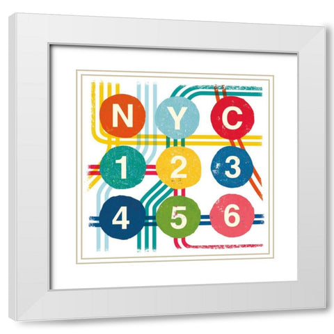 New York City Life Subway White Modern Wood Framed Art Print with Double Matting by Mullan, Michael
