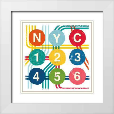 New York City Life Subway White Modern Wood Framed Art Print with Double Matting by Mullan, Michael