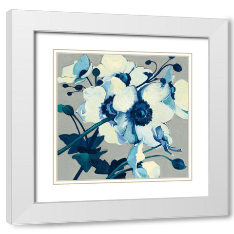 Anemones Japonaises II White Modern Wood Framed Art Print with Double Matting by Novak, Shirley
