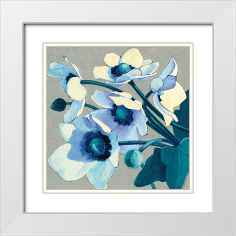 Anemones Japonaises III White Modern Wood Framed Art Print with Double Matting by Novak, Shirley