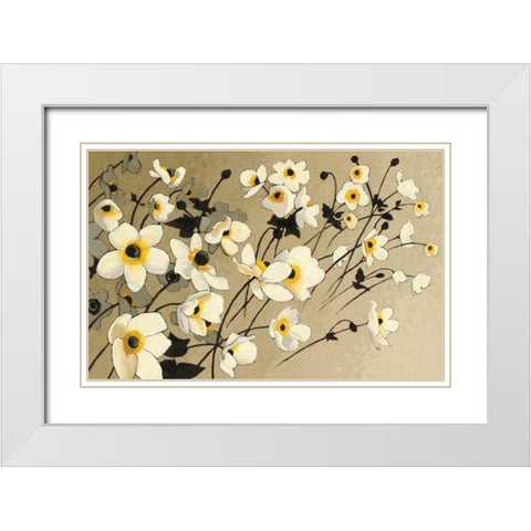 Anemones Japonaises Blancs White Modern Wood Framed Art Print with Double Matting by Novak, Shirley