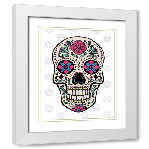 Sugar Skull on Gray White Modern Wood Framed Art Print with Double Matting by Penner, Janelle