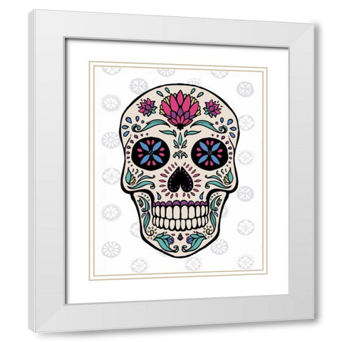 Sugar Skull II on Gray White Modern Wood Framed Art Print with Double Matting by Penner, Janelle