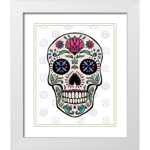 Sugar Skull II on Gray White Modern Wood Framed Art Print with Double Matting by Penner, Janelle