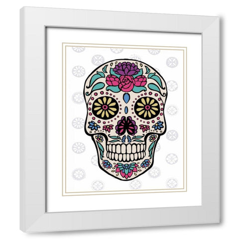 Sugar Skull III on Gray White Modern Wood Framed Art Print with Double Matting by Penner, Janelle