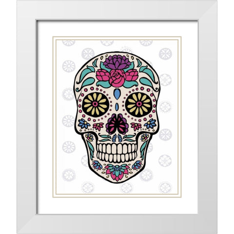 Sugar Skull III on Gray White Modern Wood Framed Art Print with Double Matting by Penner, Janelle