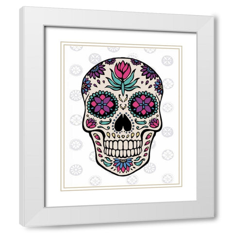 Sugar Skull IV on Gray White Modern Wood Framed Art Print with Double Matting by Penner, Janelle