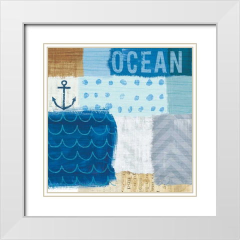 Beachscape Collage II White Modern Wood Framed Art Print with Double Matting by Mullan, Michael