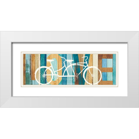 Beachscape Tandem Bicycle Love White Modern Wood Framed Art Print with Double Matting by Mullan, Michael