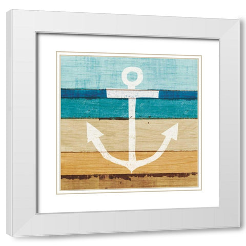 Beachscape III Anchor White Modern Wood Framed Art Print with Double Matting by Mullan, Michael