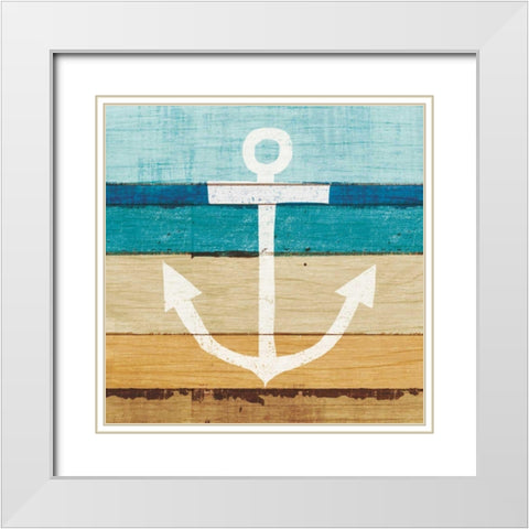 Beachscape III Anchor White Modern Wood Framed Art Print with Double Matting by Mullan, Michael