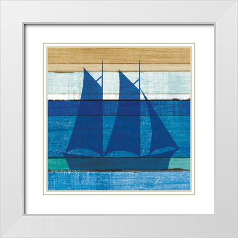 Beachscape V Boat White Modern Wood Framed Art Print with Double Matting by Mullan, Michael