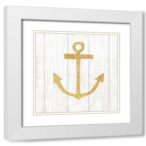 Beachscape III Anchor Gold Neutral White Modern Wood Framed Art Print with Double Matting by Mullan, Michael