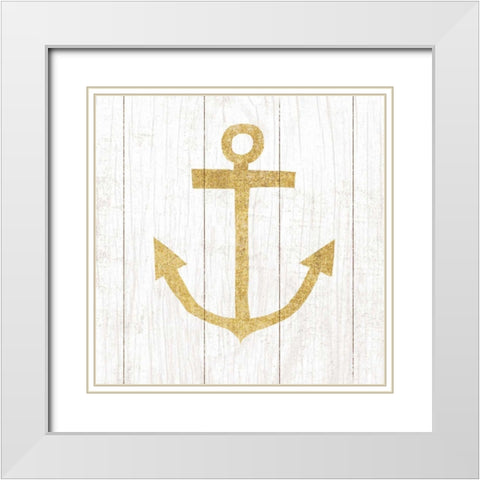 Beachscape III Anchor Gold Neutral White Modern Wood Framed Art Print with Double Matting by Mullan, Michael
