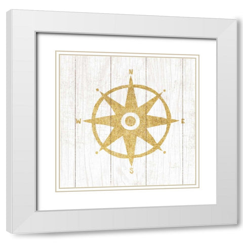 Beachscape IV Compass Gold Neutral White Modern Wood Framed Art Print with Double Matting by Mullan, Michael
