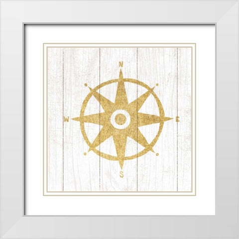 Beachscape IV Compass Gold Neutral White Modern Wood Framed Art Print with Double Matting by Mullan, Michael