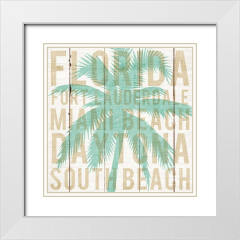 Bon Voyage Florida Palm White Modern Wood Framed Art Print with Double Matting by Mullan, Michael