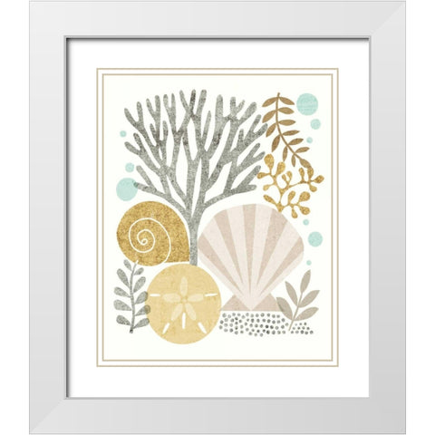 Under Sea Treasures V Gold Neutral White Modern Wood Framed Art Print with Double Matting by Mullan, Michael