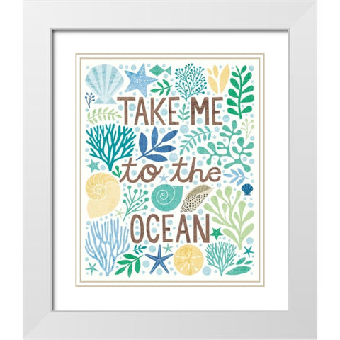 Under Sea Treasures IV Sea Glass White Modern Wood Framed Art Print with Double Matting by Mullan, Michael
