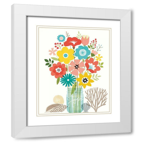Seaside Bouquet IV Mason Jar White Modern Wood Framed Art Print with Double Matting by Mullan, Michael
