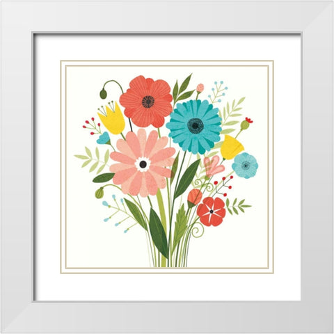 Seaside Bouquet II White Modern Wood Framed Art Print with Double Matting by Mullan, Michael