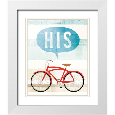 Beach Cruiser His II White Modern Wood Framed Art Print with Double Matting by Mullan, Michael