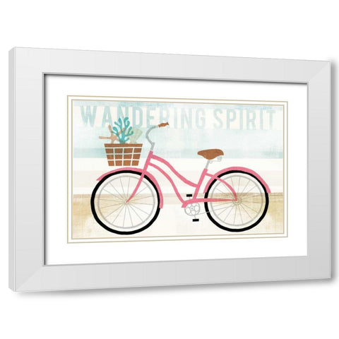 Beach Cruiser Girls I White Modern Wood Framed Art Print with Double Matting by Mullan, Michael
