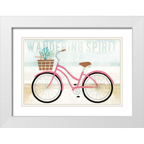 Beach Cruiser Girls I White Modern Wood Framed Art Print with Double Matting by Mullan, Michael