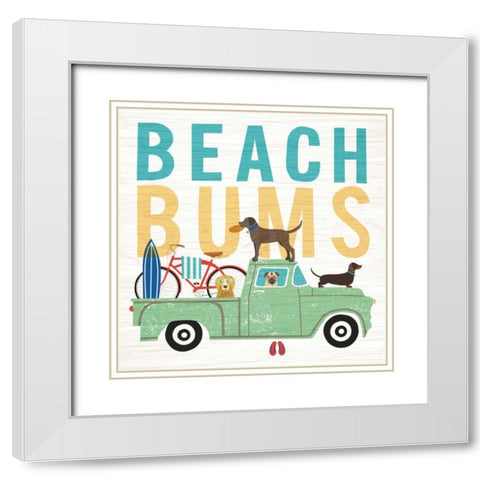 Beach Bums Truck I square White Modern Wood Framed Art Print with Double Matting by Mullan, Michael