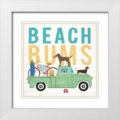 Beach Bums Truck I square White Modern Wood Framed Art Print with Double Matting by Mullan, Michael