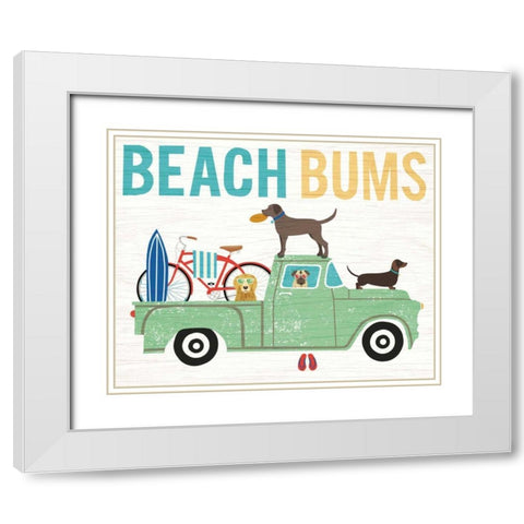 Beach Bums Truck I White Modern Wood Framed Art Print with Double Matting by Mullan, Michael