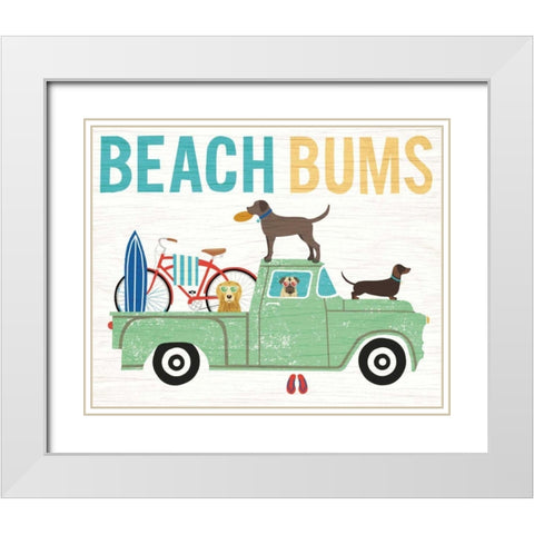 Beach Bums Truck I White Modern Wood Framed Art Print with Double Matting by Mullan, Michael